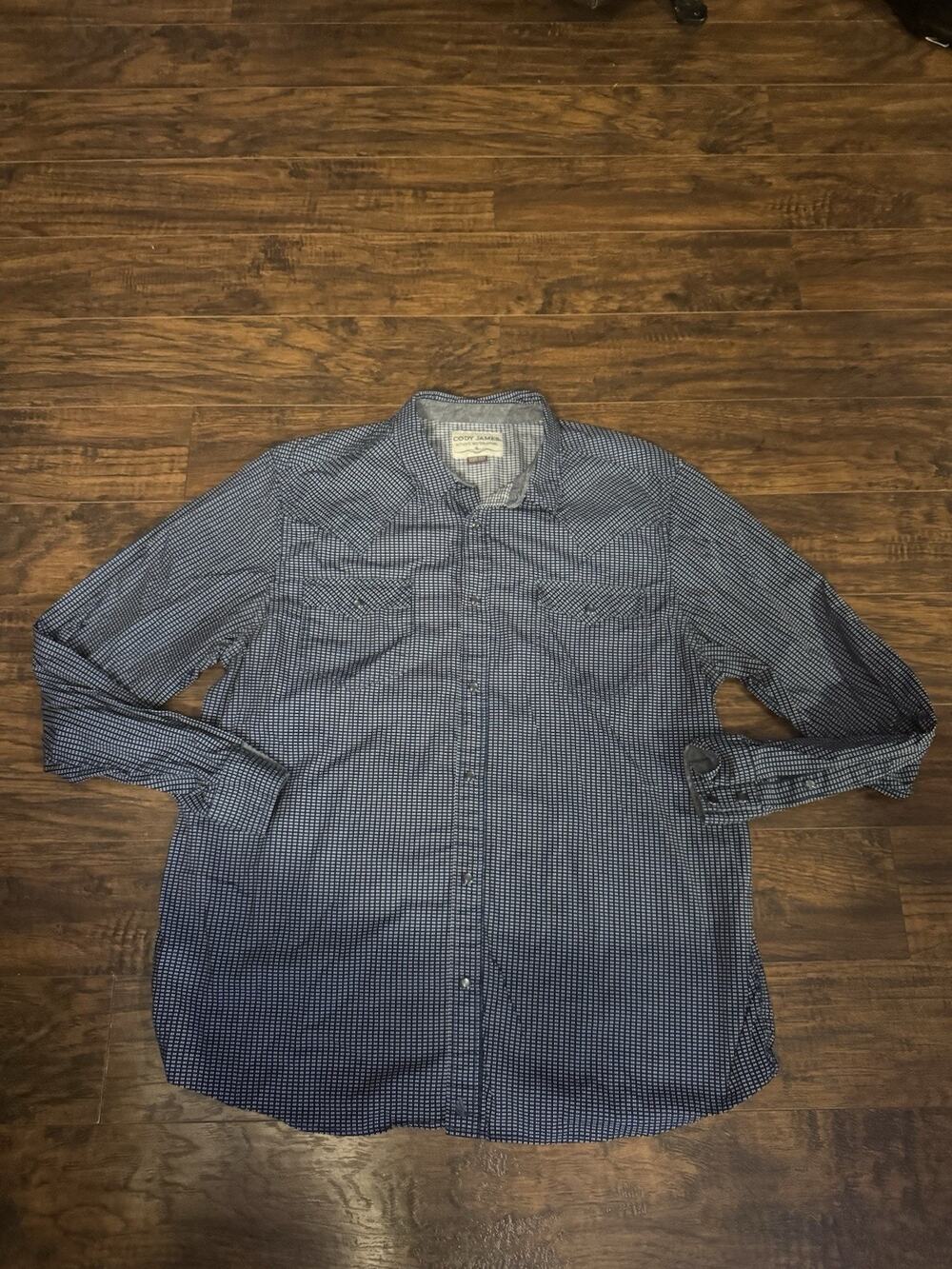 Cody James Shirt Mens XXL Blue Geometric Long Sleeve Western Snap Casual